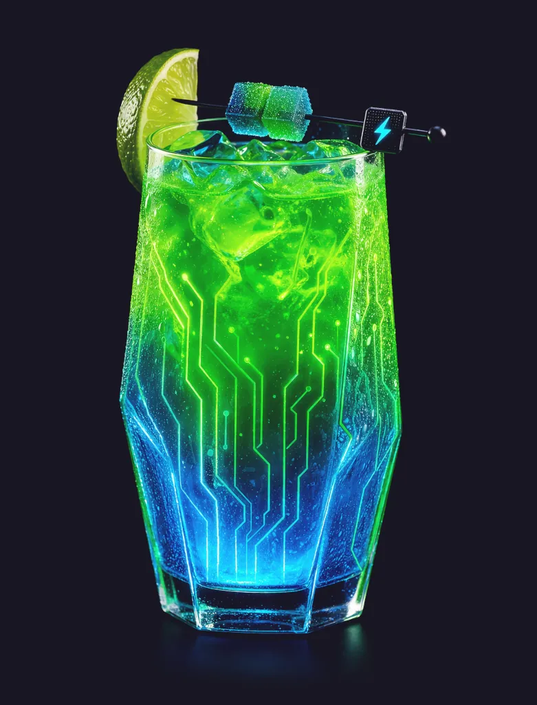 Cocktail Circuit Breaker servi dans un verre futuriste